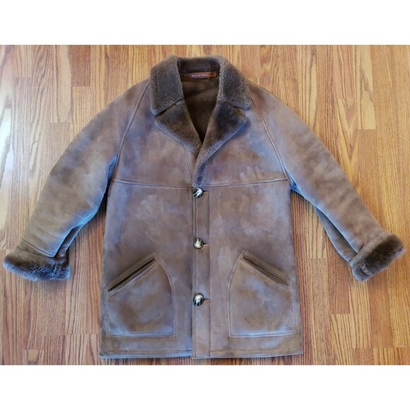 Jacques Jekel Shearling Coat Mens 40 Brown Sheepskin Rancher Jacket Leather - Picture 6 of 16